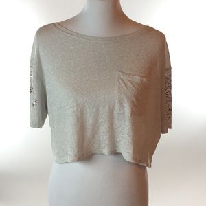 Hollister crop top ivory cream with rhinestones